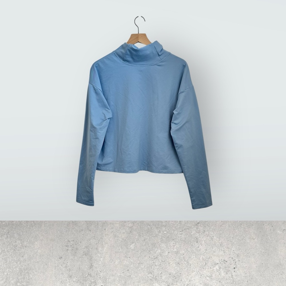 Athleta Women's Light Blue Polyester Mock Neck Long Sleeve Top Size L - Picture 2 of 10